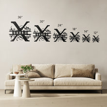 Load image into Gallery viewer, X Barn Door Split Letter Steel Custom Monogram