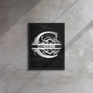 C Black & Chrome Vertical Split Initial Monogram on Canvas