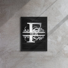 Load image into Gallery viewer, F Black &amp; Chrome Vertical Split Initial Monogram on Canvas