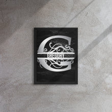 Load image into Gallery viewer, G Black &amp; Chrome Vertical Split Initial Monogram on Canvas