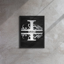 Load image into Gallery viewer, I Black &amp; Chrome Vertical Split Initial Monogram on Canvas