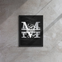 Load image into Gallery viewer, M Black &amp; Chrome Vertical Split Initial Monogram on Canvas