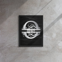 Load image into Gallery viewer, Q Black &amp; Chrome Vertical Split Initial Monogram on Canvas
