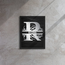 Load image into Gallery viewer, R Black &amp; Chrome Vertical Split Initial Monogram on Canvas