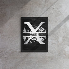 Load image into Gallery viewer, X Black &amp; Chrome Vertical Split Initial Monogram on Canvas