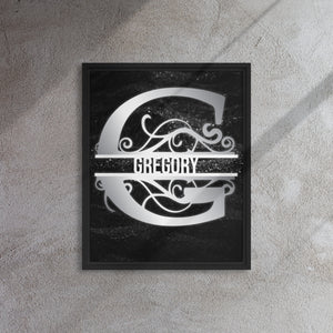 G Black & Chrome Vertical Split Initial Monogram on Canvas