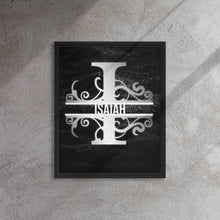 Load image into Gallery viewer, I Black &amp; Chrome Vertical Split Initial Monogram on Canvas