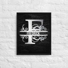 Load image into Gallery viewer, F Black &amp; Chrome Vertical Split Initial Monogram on Canvas