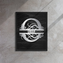 Load image into Gallery viewer, O Black &amp; Chrome Vertical Split Initial Monogram on Canvas