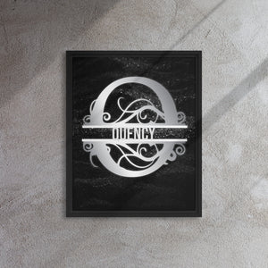 Q Black & Chrome Vertical Split Initial Monogram on Canvas