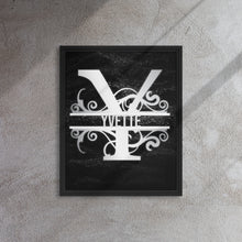 Load image into Gallery viewer, Y Black &amp; Chrome Vertical Split Initial Monogram on Canvas