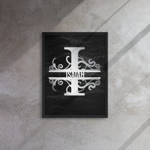 Load image into Gallery viewer, I Black &amp; Chrome Vertical Split Initial Monogram on Canvas