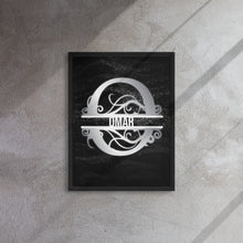 Load image into Gallery viewer, O Black &amp; Chrome Vertical Split Initial Monogram on Canvas
