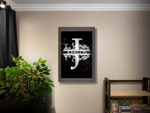 Load image into Gallery viewer, “X”Initial for Black and Chrome  -Vertical Framed Portrait-