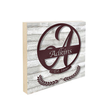 Load image into Gallery viewer, H-Table Top Family Name Monogram 8in x 8in