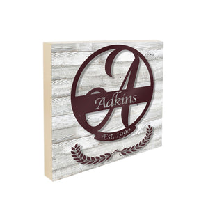 H-Table Top Family Name Monogram 8in x 8in