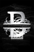 Load image into Gallery viewer, “B&quot; Initial for Black and Chrome  -Vertical Framed Portrait-