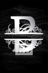 “B" Initial for Black and Chrome  -Vertical Framed Portrait-