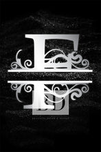 Load image into Gallery viewer, “F” Initial for Black and Chrome  -Vertical Framed Portrait-
