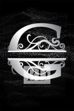 Load image into Gallery viewer, “G” Initial for Black and Chrome  -Vertical Framed Portrait-