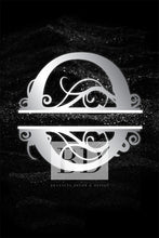 Load image into Gallery viewer, “O” Initial for Black and Chrome  -Vertical Framed Portrait-