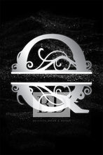 Load image into Gallery viewer, “Q” Initial for Black and Chrome  -Vertical Framed Portrait-