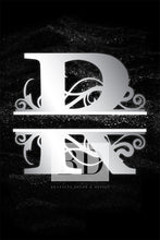 Load image into Gallery viewer, “R” Initial for Black and Chrome  -Vertical Framed Portrait-