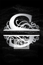 Load image into Gallery viewer, “S” Initial for Black and Chrome  -Vertical Framed Portrait-