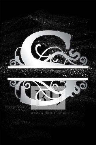 “S” Initial for Black and Chrome  -Vertical Framed Portrait-
