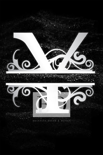 “Y”Initial for Black and Chrome  -Vertical Framed Portrait-