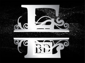 “E” Initial for Black and Chrome  -Horizontal Framed Portrait-