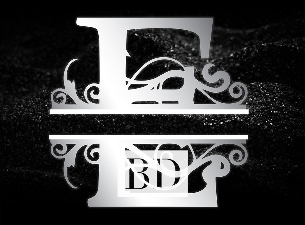 “E” Initial for Black and Chrome  -Horizontal Framed Portrait-
