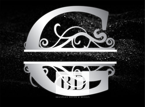 “G” Initial for Black and Chrome  -Horizontal Framed Portrait-