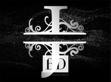 Load image into Gallery viewer, “J” Initial for Black and Chrome  -Horizontal Framed Portrait-