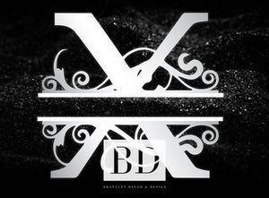 “X” Initial for Black and Chrome  -Horizontal Framed Portrait-