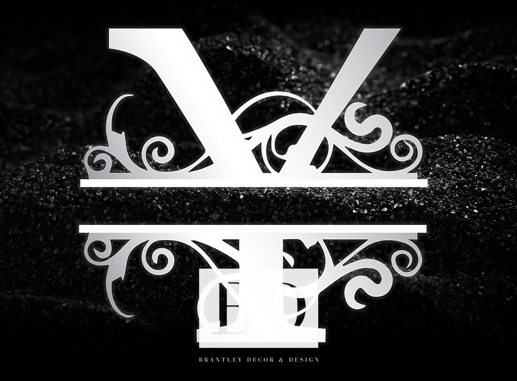 “Y” Initial for Black and Chrome  -Horizontal Framed Portrait-